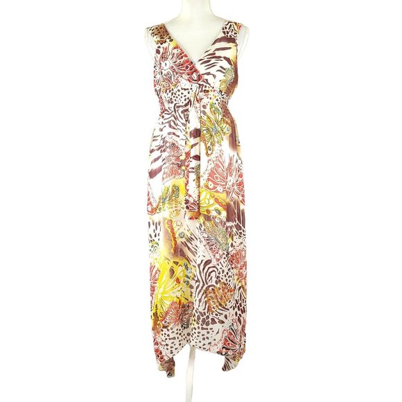Mlle Gabrielle Butterfly Floral Print Midi Maxi Dress Womens Sz S Sleeveless NEW - Picture 1 of 15
